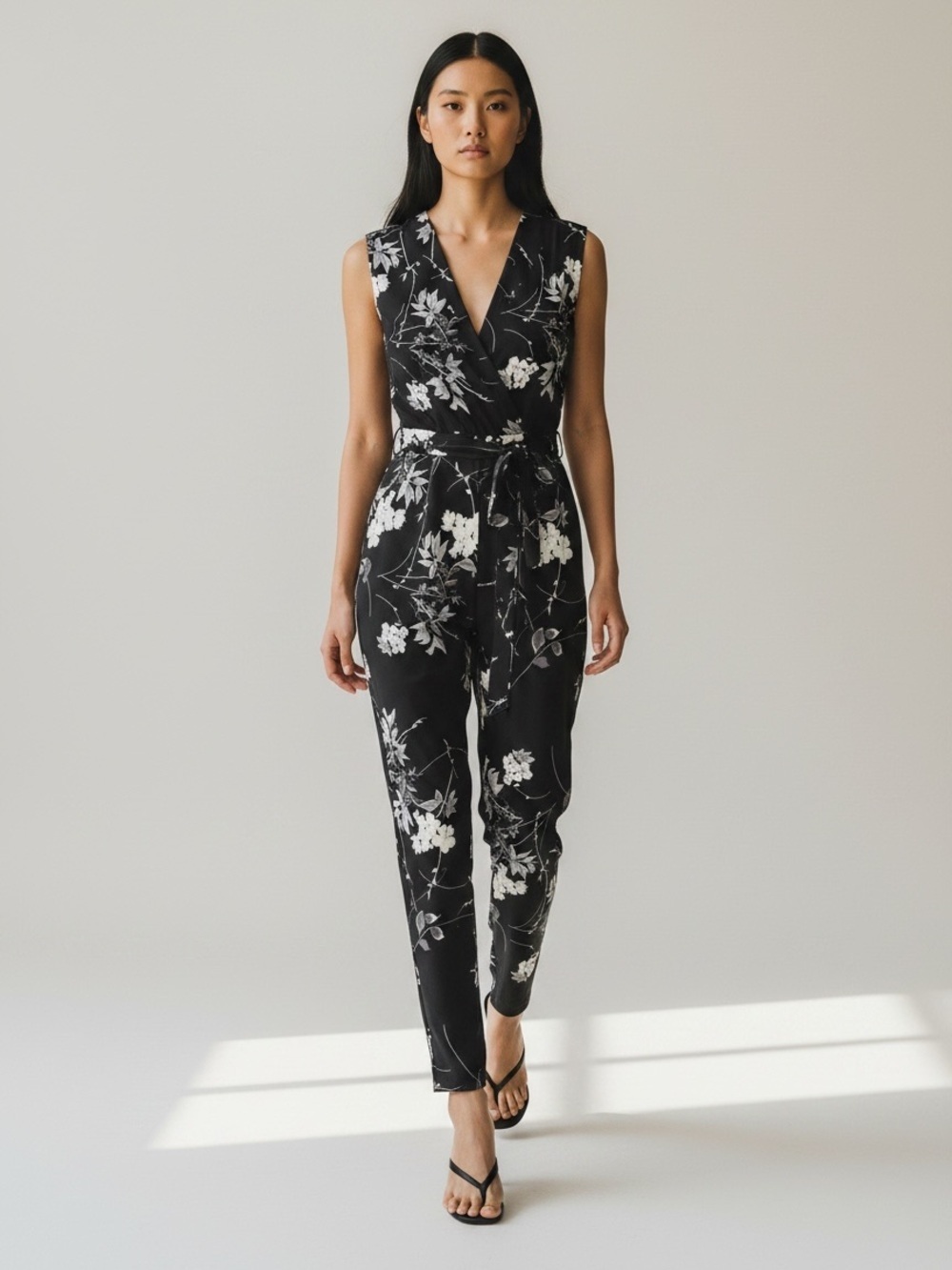 Ricki’s Jumpsuit Floral Printed Black Purple Cream Size 2